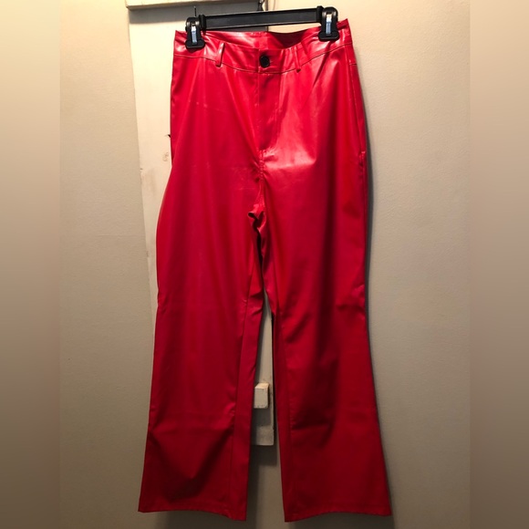 Shein Red Faux Leather Women’s Medium Slacks NWOT - Picture 1 of 9
